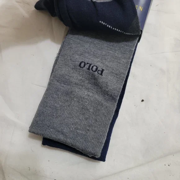 Polo Ralph Lauren 3-Pair Argyle Diamond Solid Super Soft Dress Socks Navy Blue - Picture 3 of 5